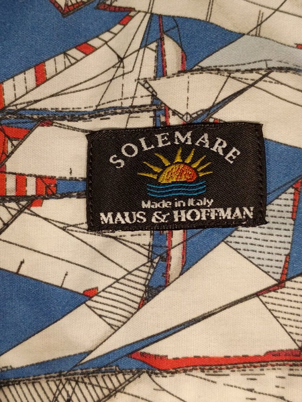 Solemare by Maus & Hoffman Men’s Sailboat Print Short Sleeve Button-Up Shirt M